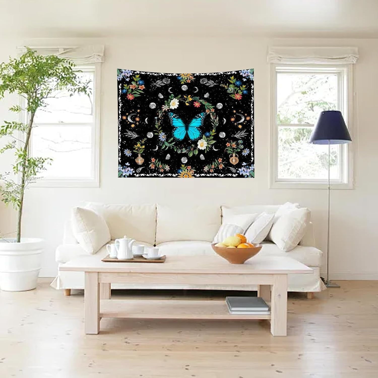 Wandtapijt wandtapijt groene vlinders geborstelde stof Home - Accessoires en Decoratie Naty Shop
