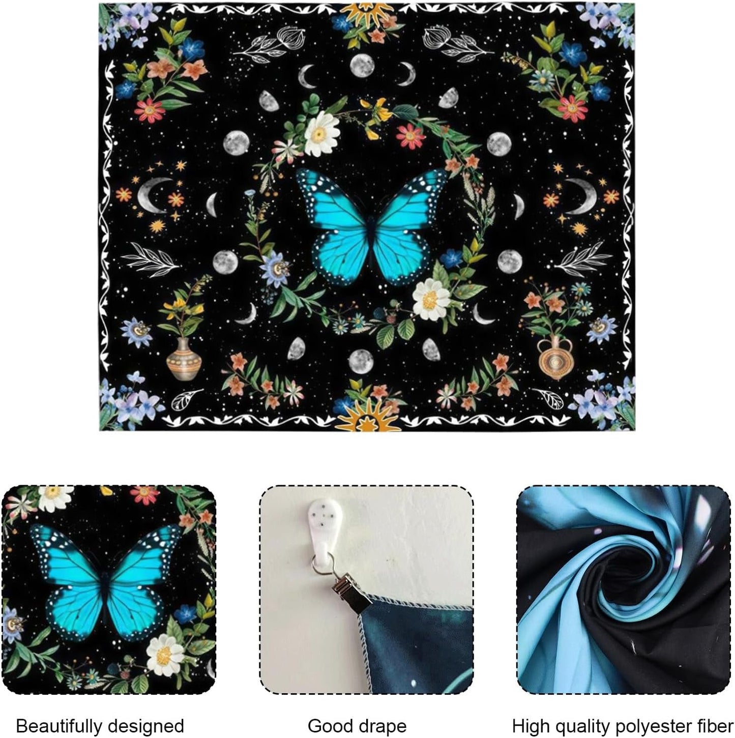 Wandtapijt wandtapijt groene vlinders geborstelde stof Home - Accessoires en Decoratie Naty Shop