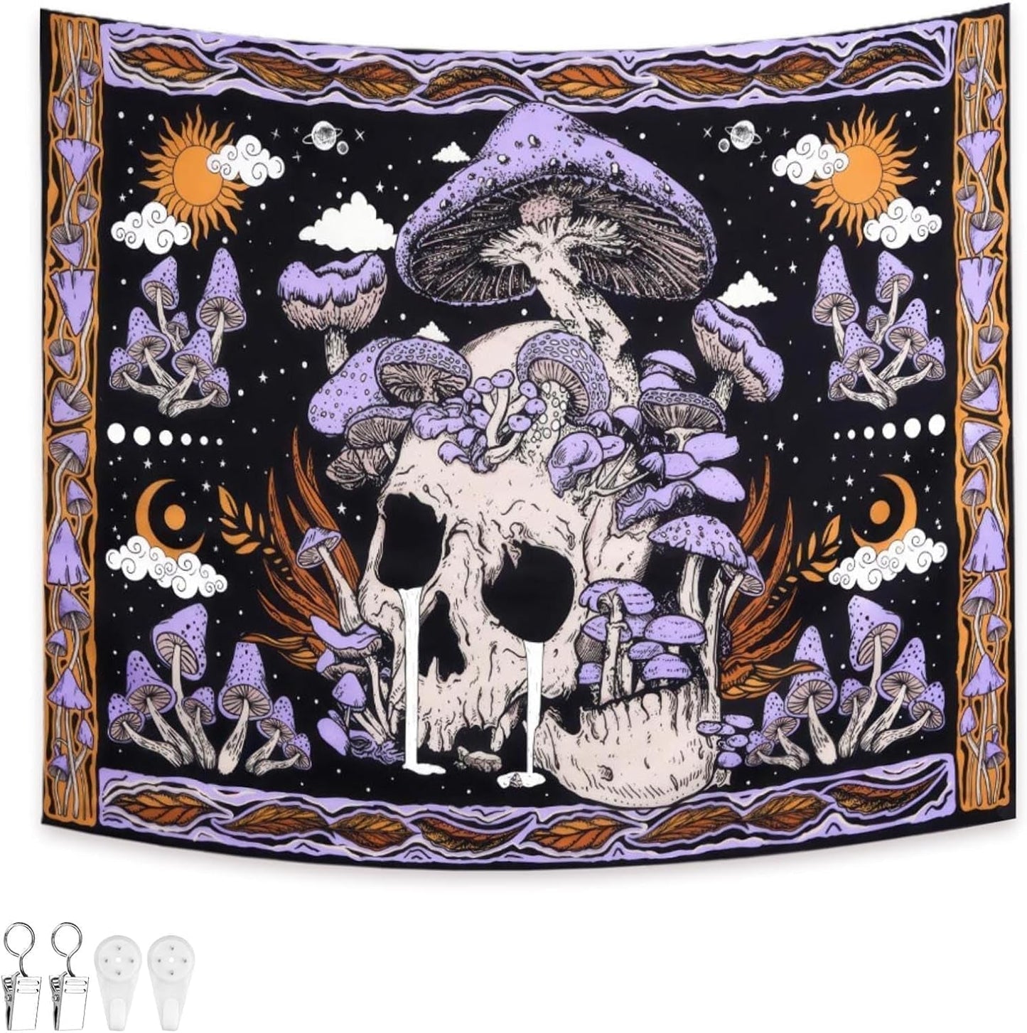 Wandtapijt wandtapijt groene vlinders geborstelde stof Home - Accessoires en Decoratie Naty Shop Violette schedel