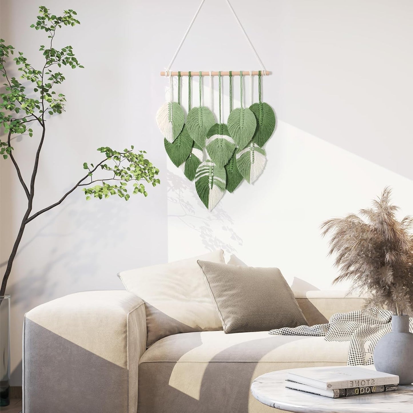 Wandtapijt wandtapijt groene bladeren met de hand geweven Home - Accessoires en Decoratie Naty Shop