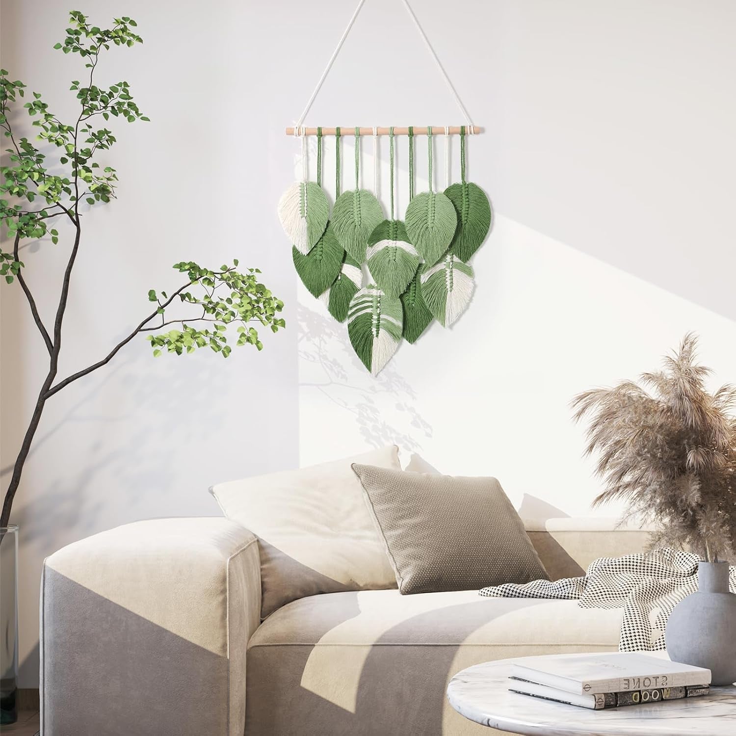 Wandtapijt wandtapijt groene bladeren met de hand geweven Home - Accessoires en Decoratie Naty Shop