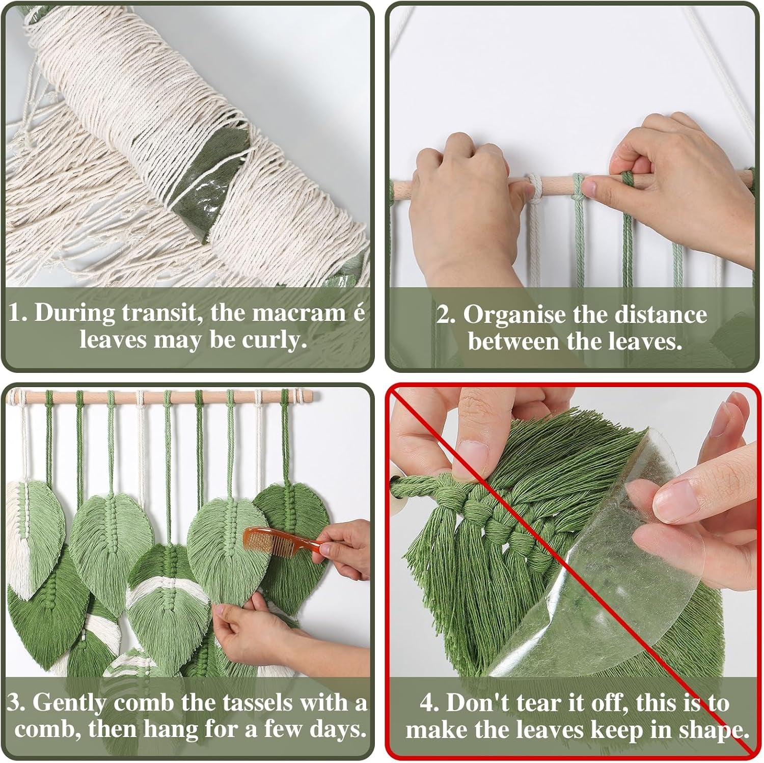 Wandtapijt wandtapijt groene bladeren met de hand geweven Home - Accessoires en Decoratie Naty Shop