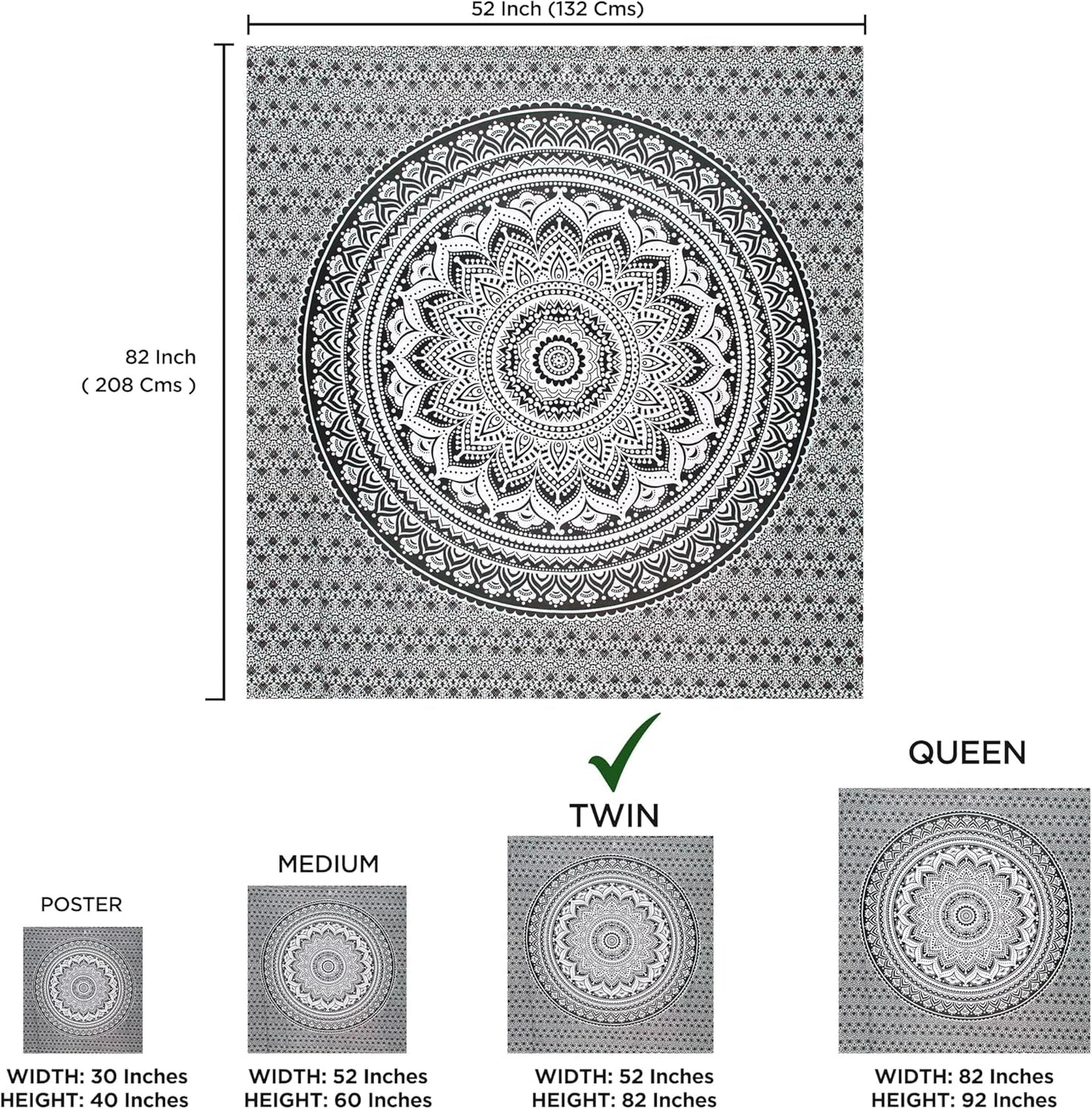 Wandkleed wandkleed mandala grijs zwart wandkleed Wonen - Accessoires en Decoratie Naty Shop