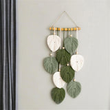 Wandtapijt wandtapijt houten kralen groene bladeren handgemaakt Huis - Accessoires en Decoratie Naty Shop