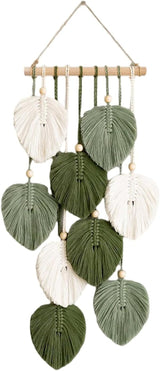 Wandtapijt wandtapijt houten kralen groene bladeren handleiding Home - Accessoires en Decoratie Naty Shop Standaardtitel