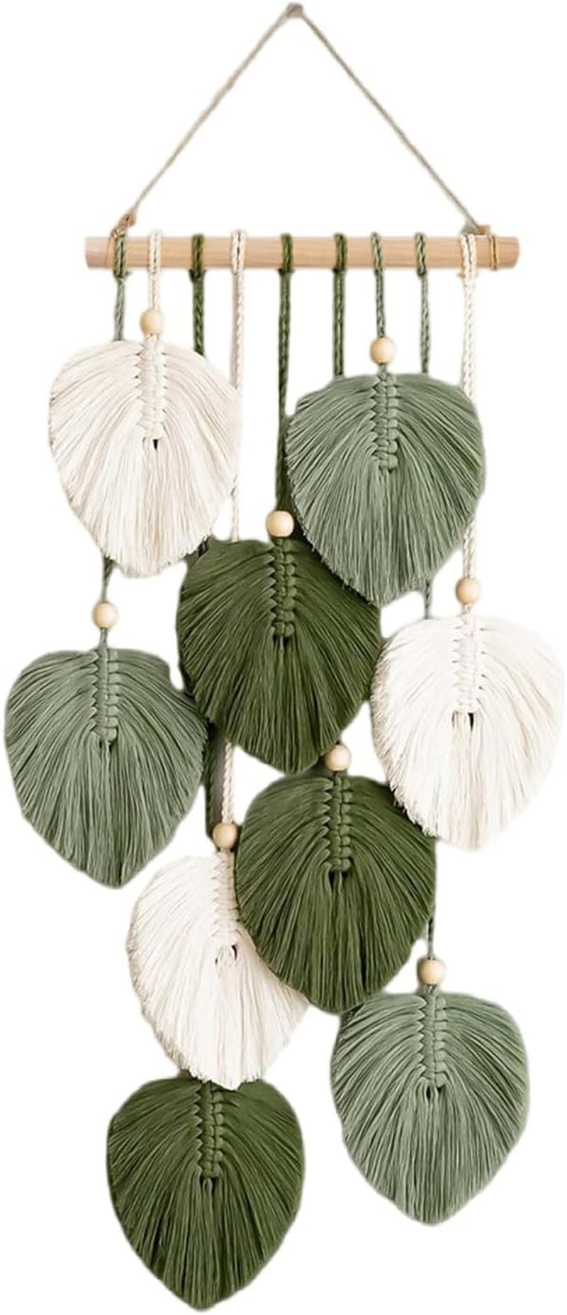 Wandtapijt wandtapijt houten kralen groene bladeren handleiding Home - Accessoires en Decoratie Naty Shop Standaardtitel