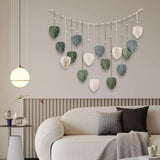 Wandtapijt groen geweven wandtapijt houten spijkers Home - Accessoires en Decoratie Naty Shop
