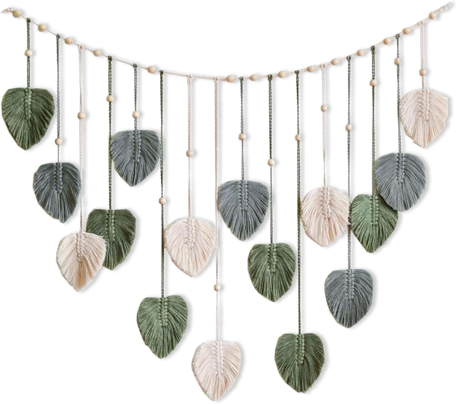 Wandtapijt groen geweven wandtapijt houten spijkers Home - Accessoires en Decoratie Naty Shop