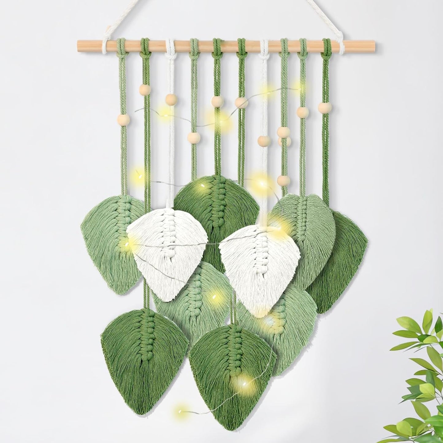 Handgeweven wandkleed wanddecoratie kinderkamer Home - Accessoires en Decoratie Naty Shop Negen blaadjes groen