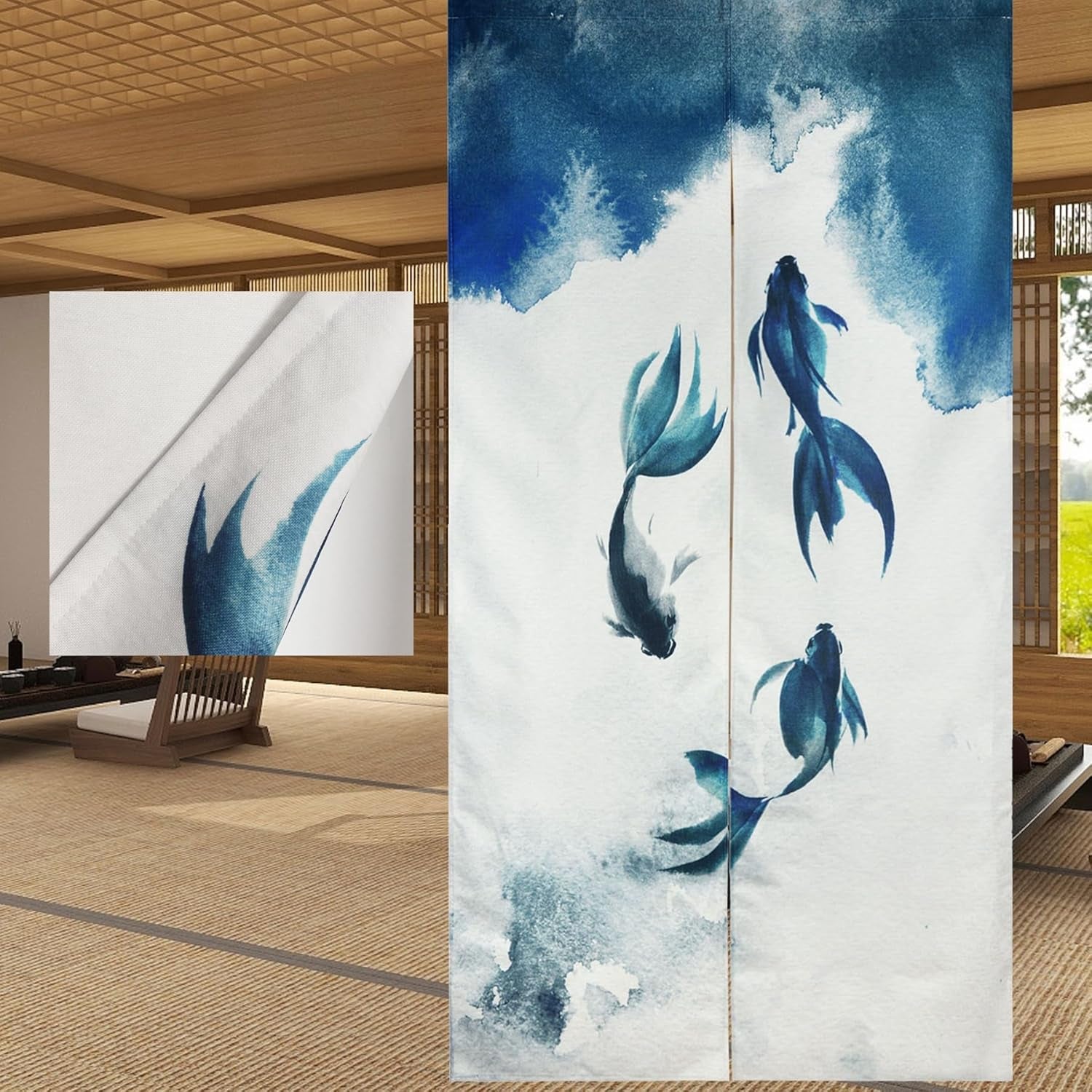 Traditioneel wandtapijt Chinese stijl dikke inkt schilderij noren Home - Accessoires en Decoratie Naty Shop Dubbelzijdig bedrukt 85 X 180 Cm