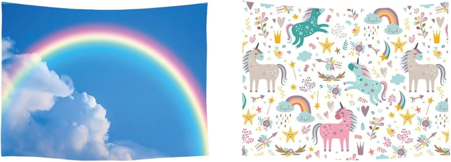 Wandtapijt ulticool huis strand zee palm eiland Wonen - Accessoires en Decoratie Naty Shop Eenhoorn regenboog