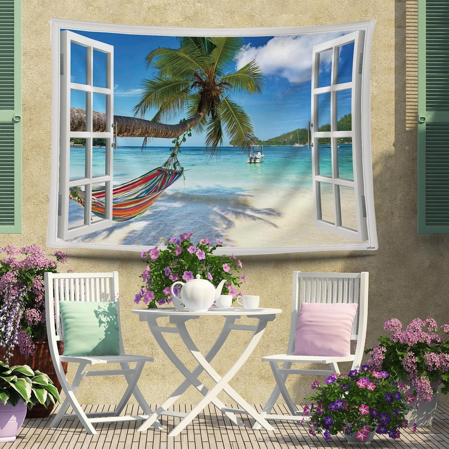 Wandtapijt ulticool uitzicht strand zeepalm hangmat Home - Accessoires en Decoratie Naty Shop