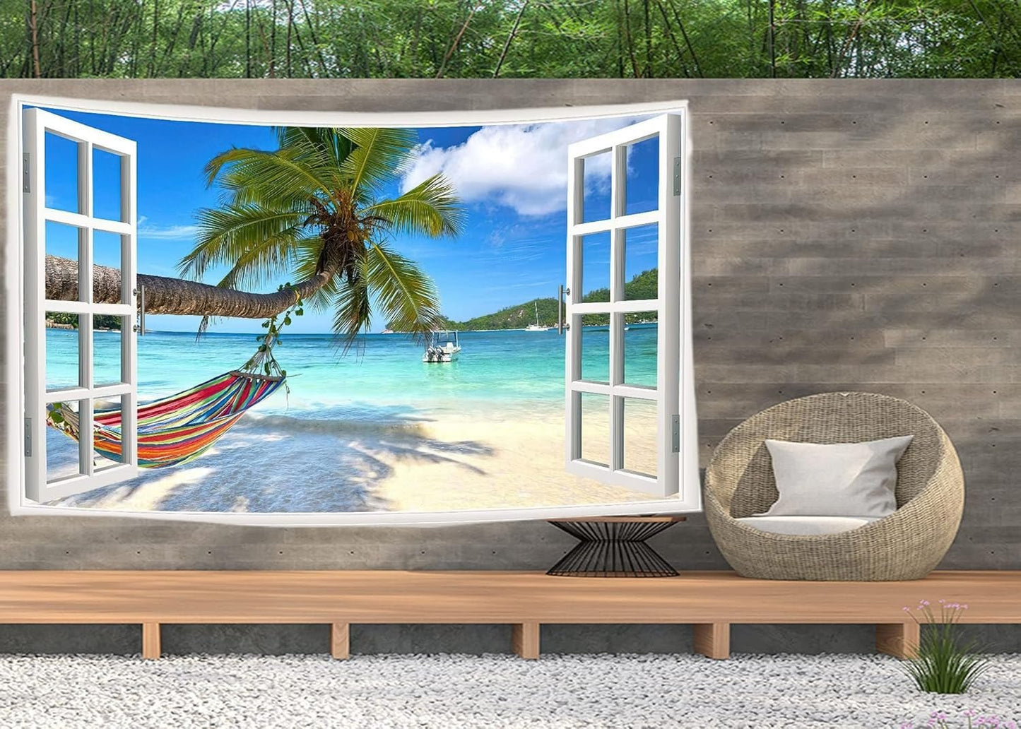 Wandtapijt ulticool uitzicht strand zeepalm hangmat Home - Accessoires en Decoratie Naty Shop
