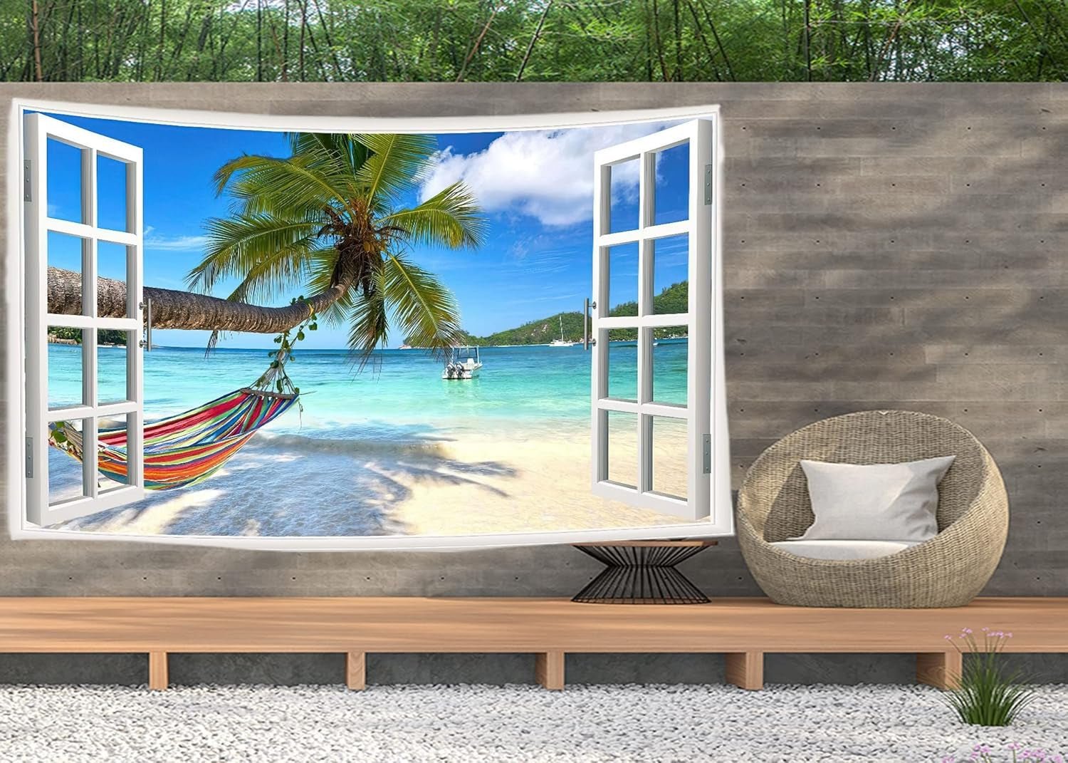 Wandtapijt ulticool uitzicht strand zeepalm hangmat Home - Accessoires en Decoratie Naty Shop