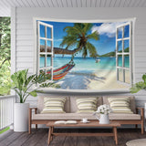 Wandtapijt ulticool uitzicht strand zeepalm hangmat Home - Accessoires en Decoratie Naty Shop