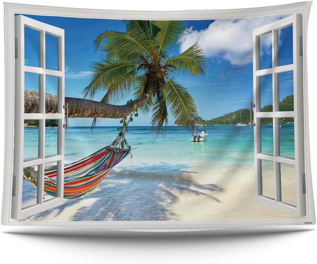 Wandtapijt ulticool uitzicht strand zeepalm hangmat Home - Accessoires en Decoratie Naty Shop Standaardtitel