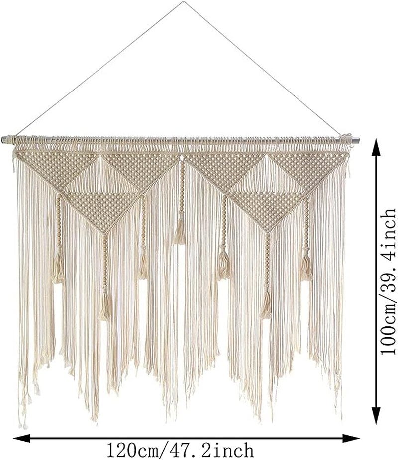 Beige geweven deurtapijt kwastje slaapkamer balkon Wonen - Accessoires en Decoratie Naty Shop
