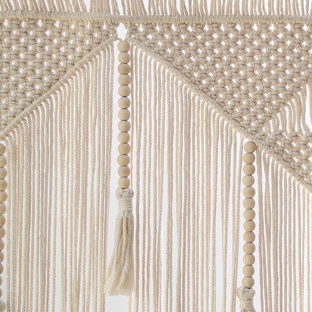 Beige geweven deurtapijt kwastje slaapkamer balkon Wonen - Accessoires en Decoratie Naty Shop