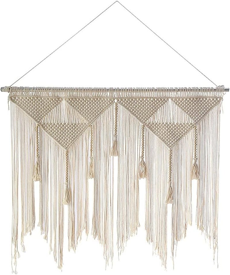 Beige geweven deurtapijt kwastje slaapkamer balkon Wonen - Accessoires en Decoratie Naty Shop