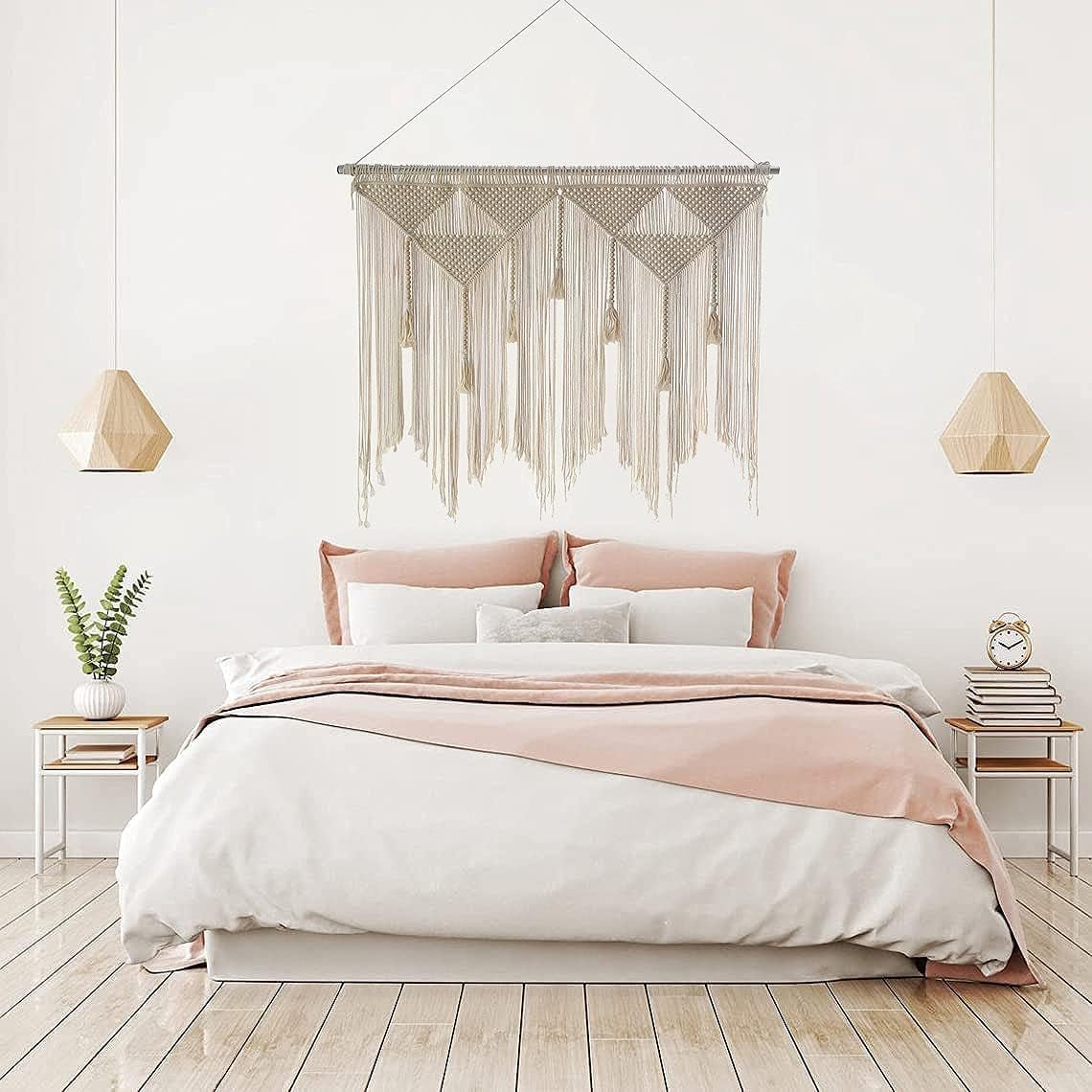 Beige geweven deurtapijt kwastje slaapkamer balkon Wonen - Accessoires en Decoratie Naty Shop