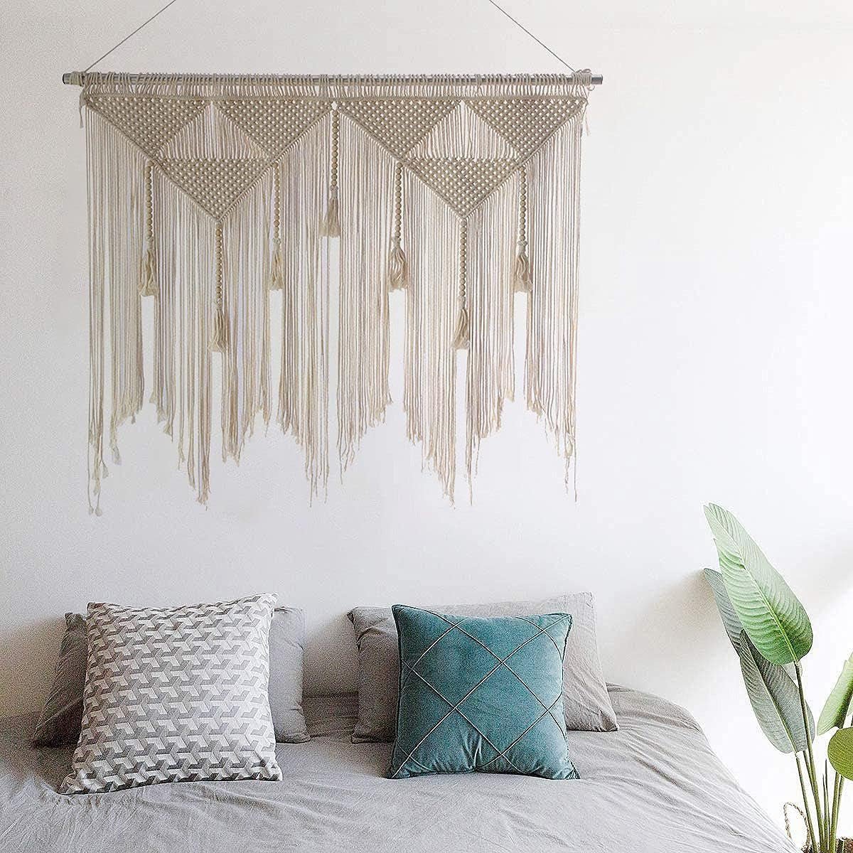 Beige geweven deurtapijt kwastje slaapkamer balkon Wonen - Accessoires en Decoratie Naty Shop