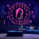 Viking wandtapijt blacklight reactief rood meditatie runen odins Home - Accessoires en Decoratie Naty Shop Rode runen V 200L X 150B Cm