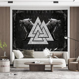 Wandtapijt viking wolf totem zwart wit meditatie runen Home - Accessoires en Decoratie Naty Shop