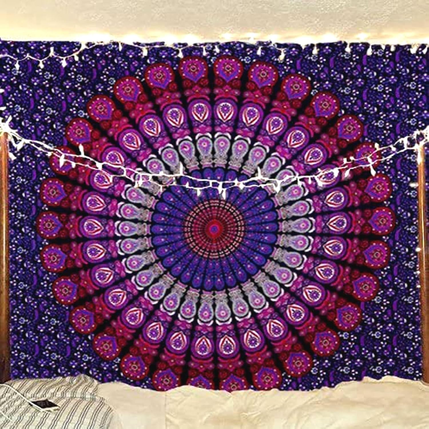 Wandtapijt paars hippie stranddeken mandala indisch katoen Home - Accessoires en Decoratie Naty Shop Standaardtitel