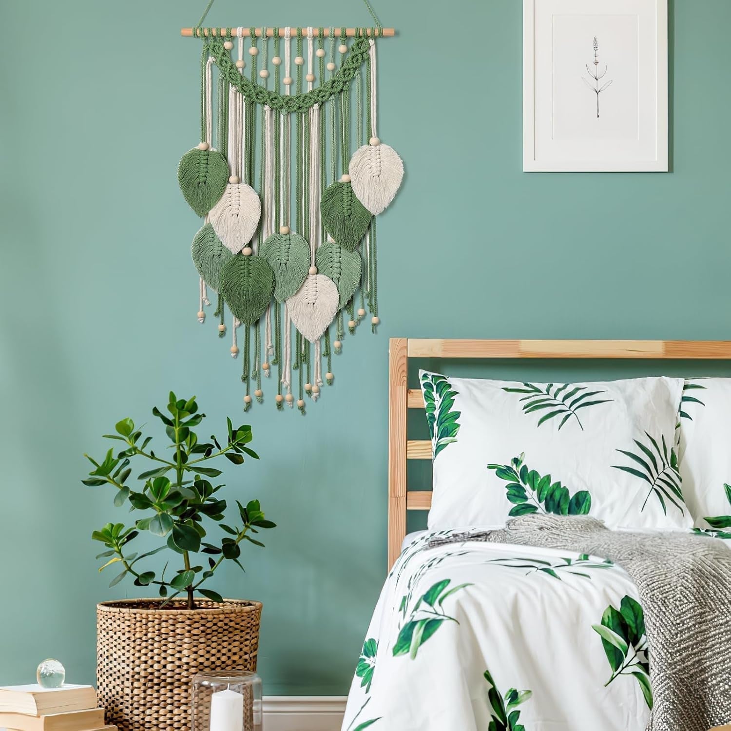Wandtapijt weldomcor wandtapijt kleine handelskralen hout bladeren Home - Accessoires en Decoratie Naty Shop