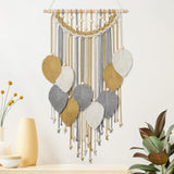 Wandtapijt weldomcor wandtapijt kleine handelskralen hout bladeren Home - Accessoires en Decoratie Naty Shop Kaki kleuren