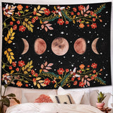 Yisumei wandtapijt esthetische maan bloemen zwart maat Home - Accessoires en Decoratie Naty Shop