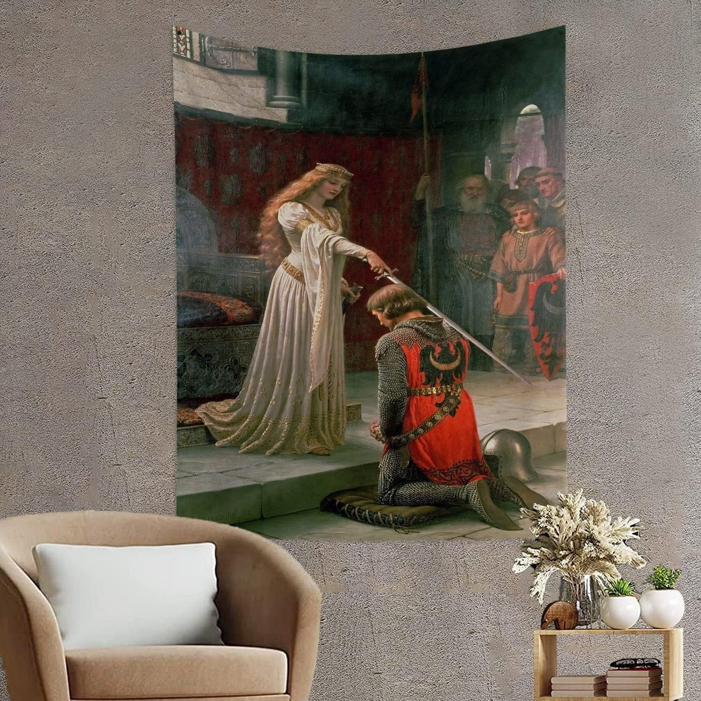 Wandtapijt yongfoto ridder olieverfschilderij middeleeuws Engeland Home - Accessoires en Decoratie Naty Shop