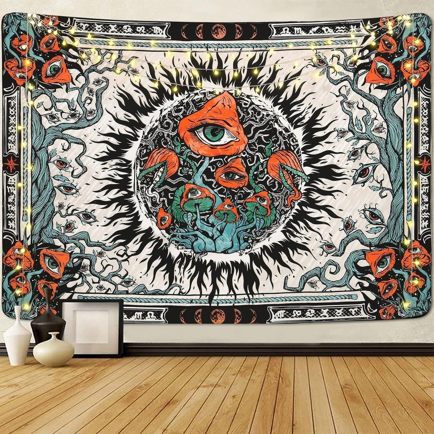 Wandkleed yrendenge paddestoelen zonnebrand canvas hippie ogen Home - Accessoires en Decoratie Naty Shop Multi 150X130Cm
