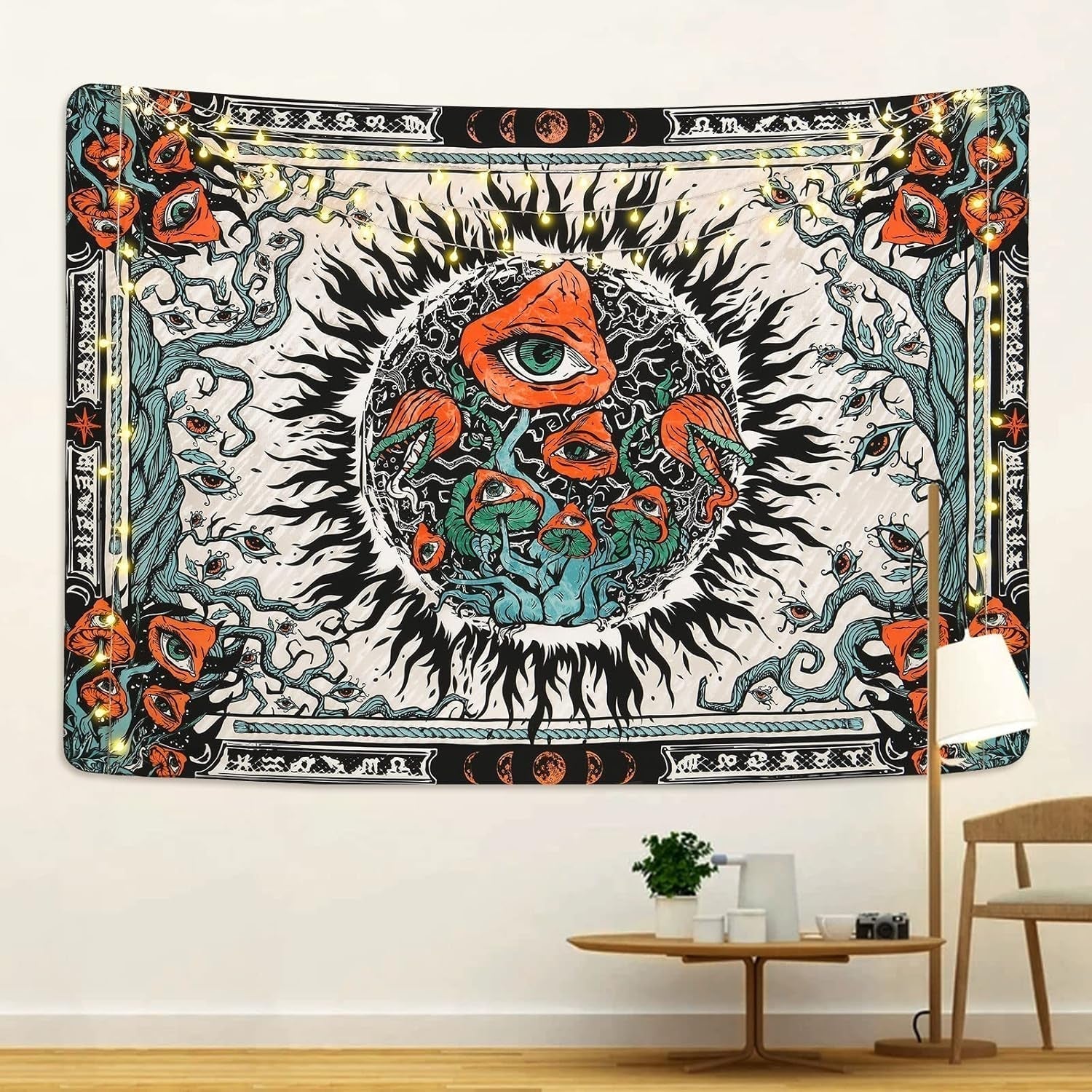 Wandtapijt yrendenge paddestoelen zonnebrand canvas hippie ogen Home - Accessoires en Decoratie Naty Shop