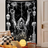 Wandtapijt yrendenge menselijke schedel zwart wit Wonen - Accessoires en Decoratie Naty Shop