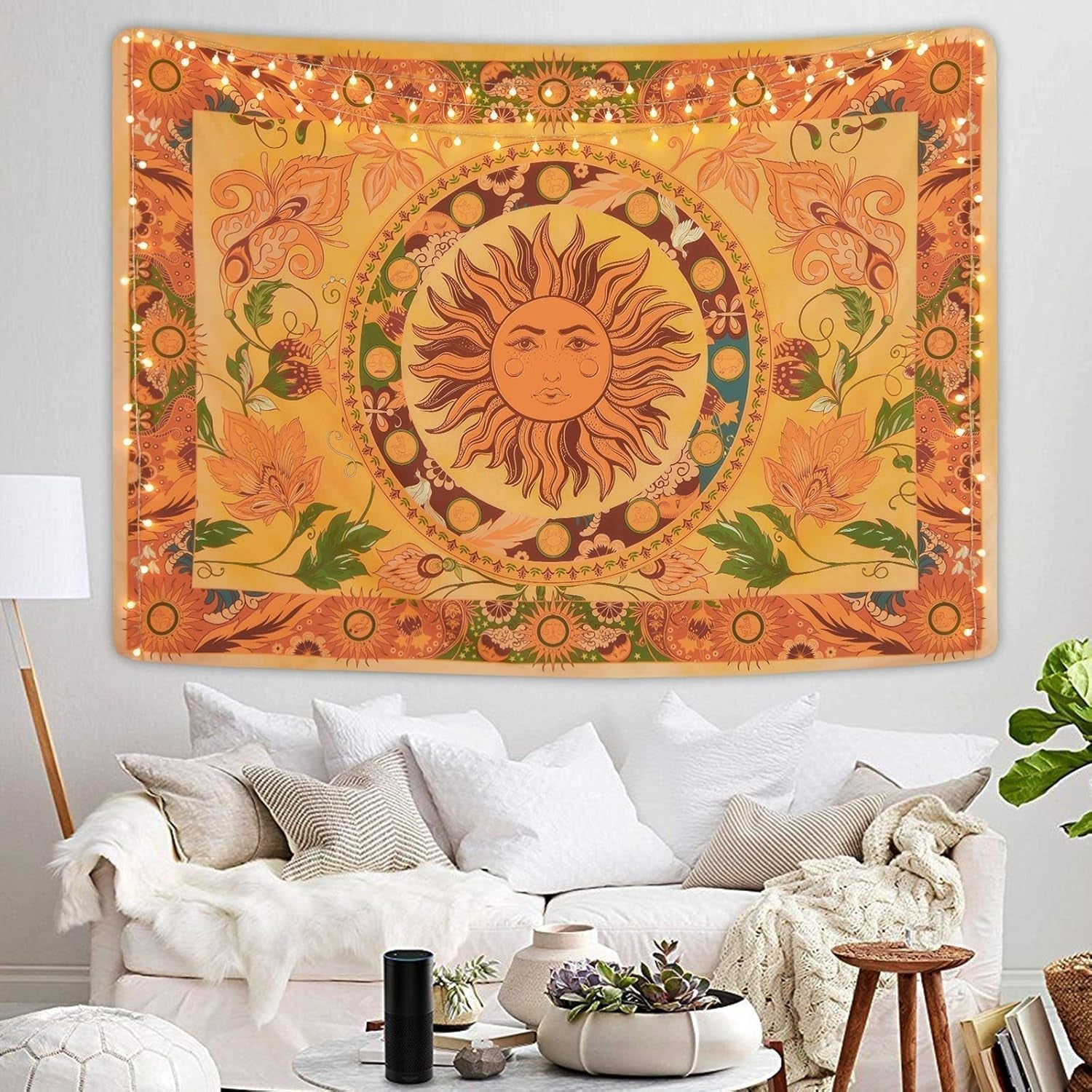 Wandtapijt yugarlibi brandende zon lentebloemen vintage muur Woon - Accessoires en Decoratie Naty Shop