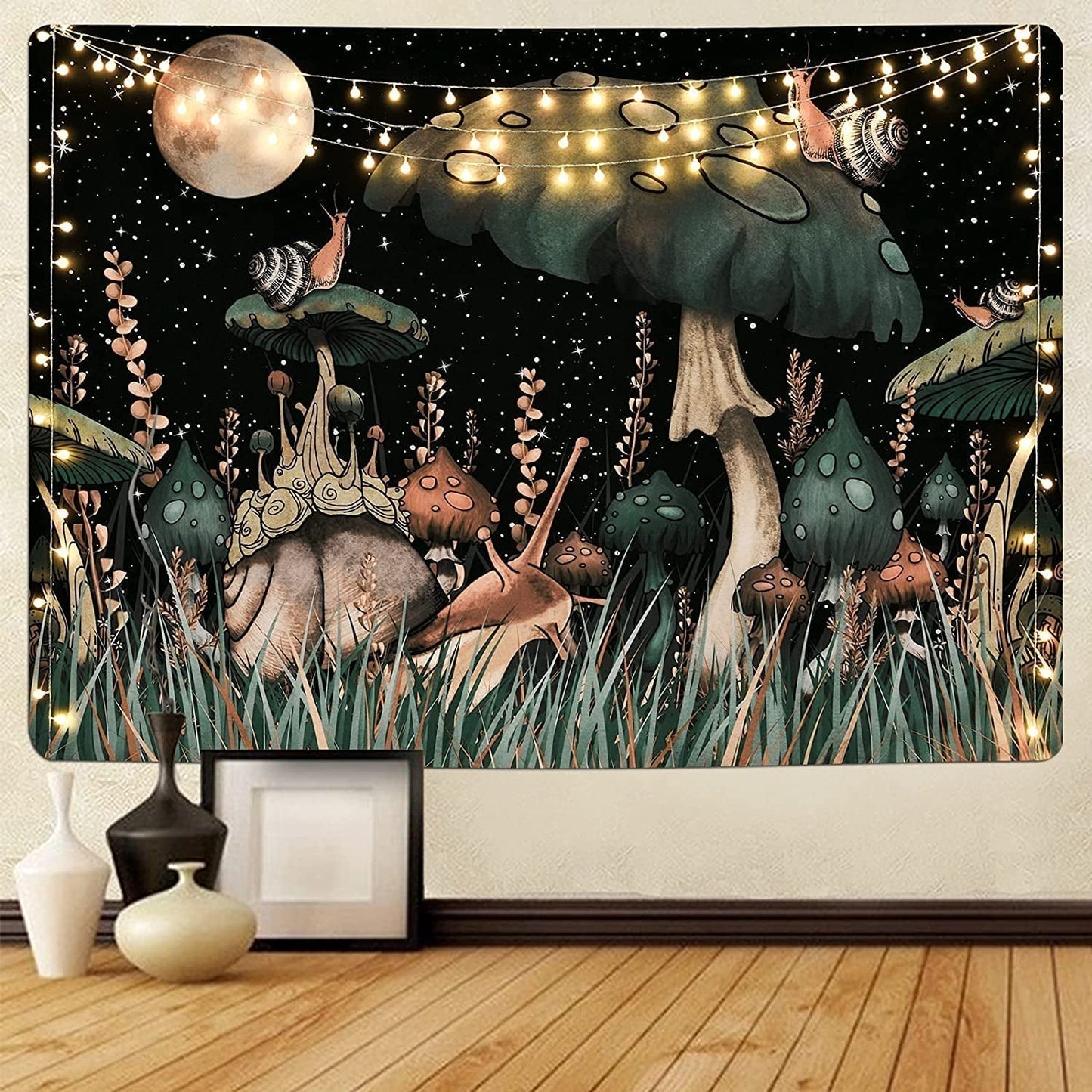 Wandtapijt yugarlibi paddenstoel zwarte woud slak hangend Home - Accessoires en Decoratie Naty Shop Paddestoel 235L X 180B Cm