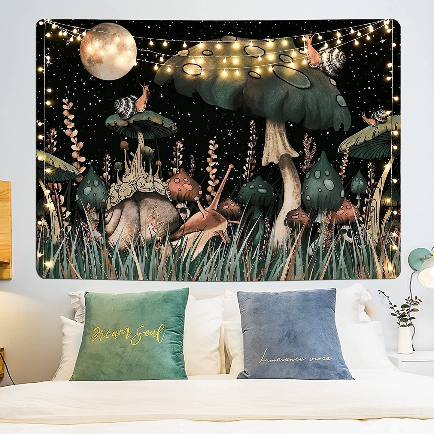Wandtapijt yugarlibi paddestoel zwarte woud slak hangend Wonen - Accessoires en Decoratie Naty Shop