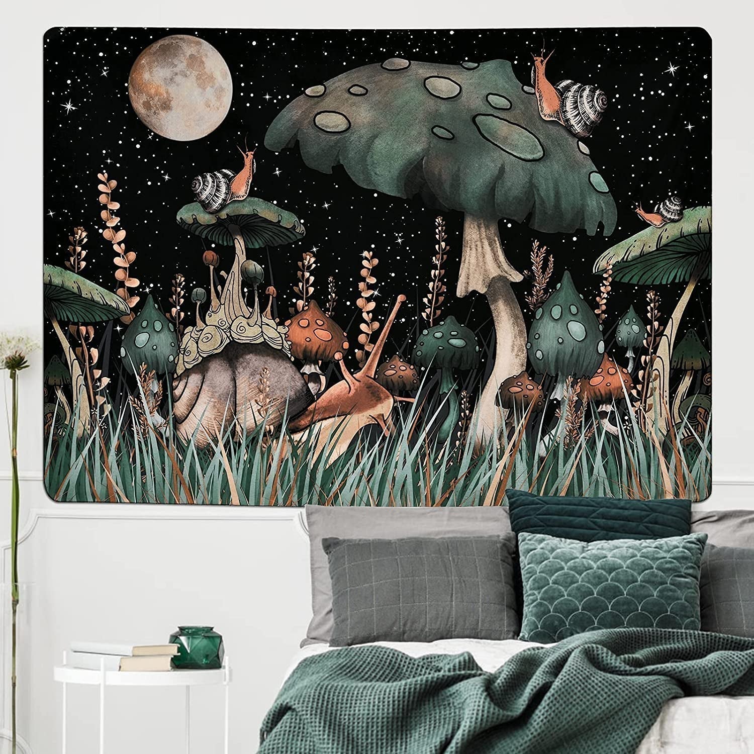 Wandtapijt yugarlibi paddestoel zwarte woud slak hangend Wonen - Accessoires en Decoratie Naty Shop