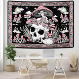 Wandtapijt yugarlibi roze schedel paddestoelen skelet Wonen - Accessoires en Decoratie Naty Shop