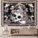 Wandtapijt yugarlibi roze schedel paddestoelen skelet Wonen - Accessoires en Decoratie Naty Shop
