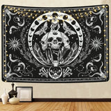 Wandtapijt yugarlibi skelet zwarte slang mot esthetisch canvas Woon - Accessoires en Decoratie Naty Shop Zwart 150L X 130B Cm