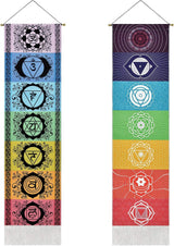 yugarlibi wandtapijt set chakra hangers meditatie yoga trippy Home - Accessoires en Decoratie Naty Shop Chakra wit en zwart 130X32,5Cm