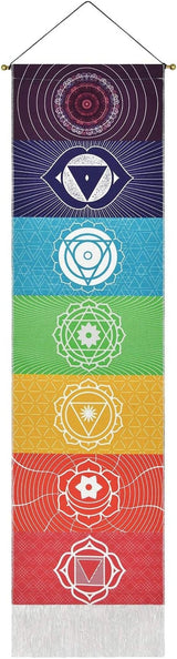 Yugarlibi wandtapijt set chakra hangers meditatie yoga trippy Home - Accessoires en Decoratie Naty Shop Chakra wit 130L X 32,5B Cm