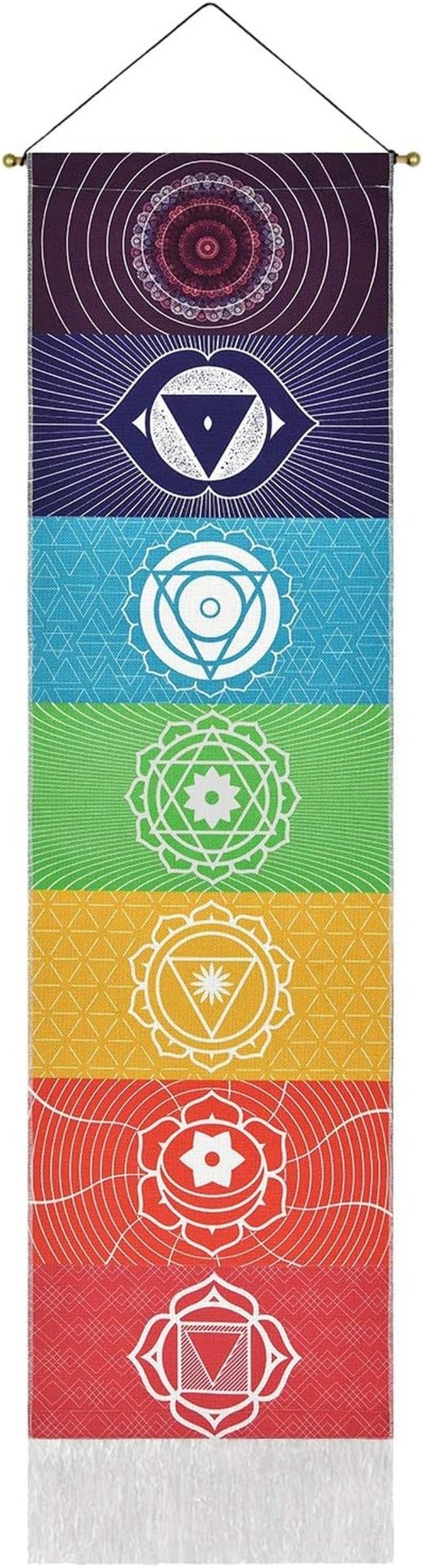 Yugarlibi wandtapijt set chakra hangers meditatie yoga trippy Home - Accessoires en Decoratie Naty Shop Chakra wit 130L X 32,5B Cm