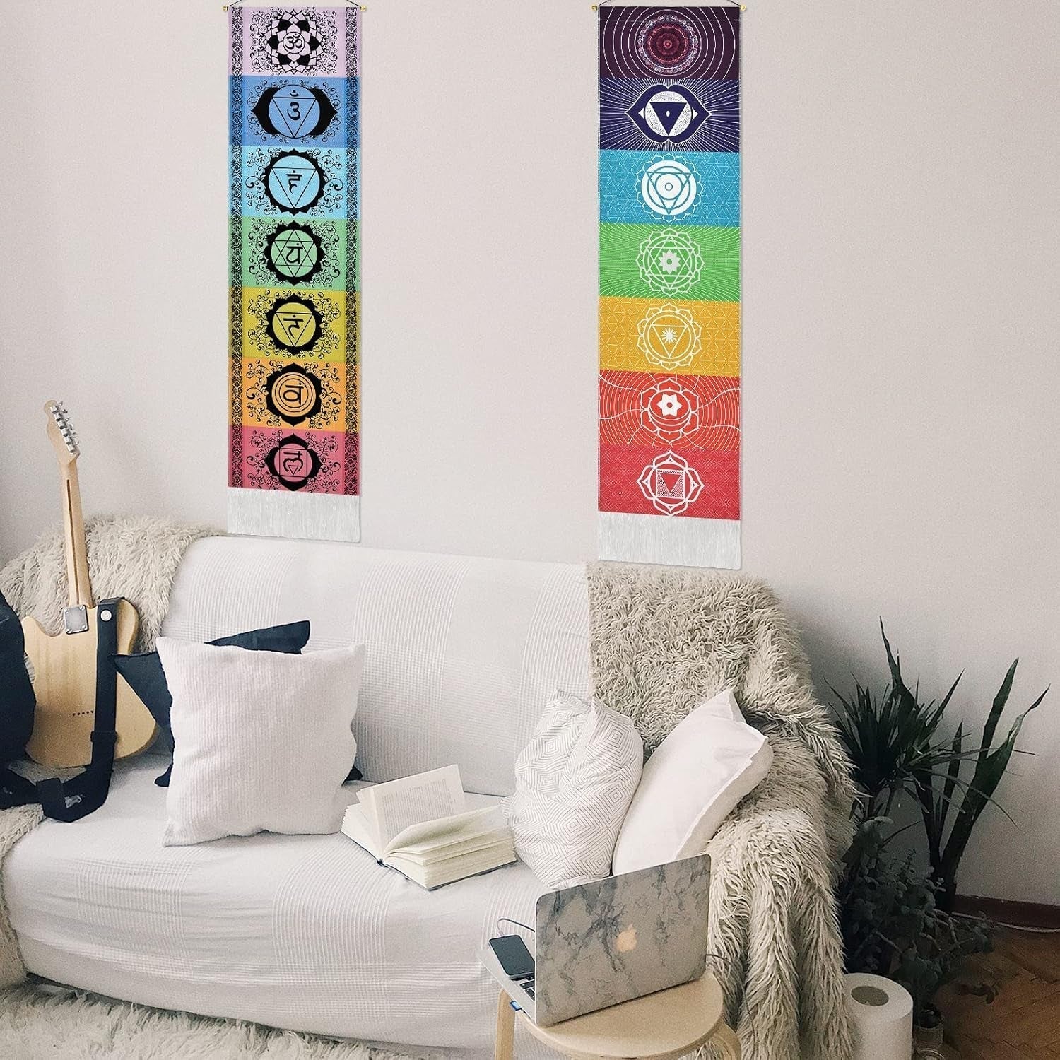 Wandtapijt yugarlibi ophangset chakra meditatie yoga trippy Wonen - Accessoires en Decoratie Naty Shop