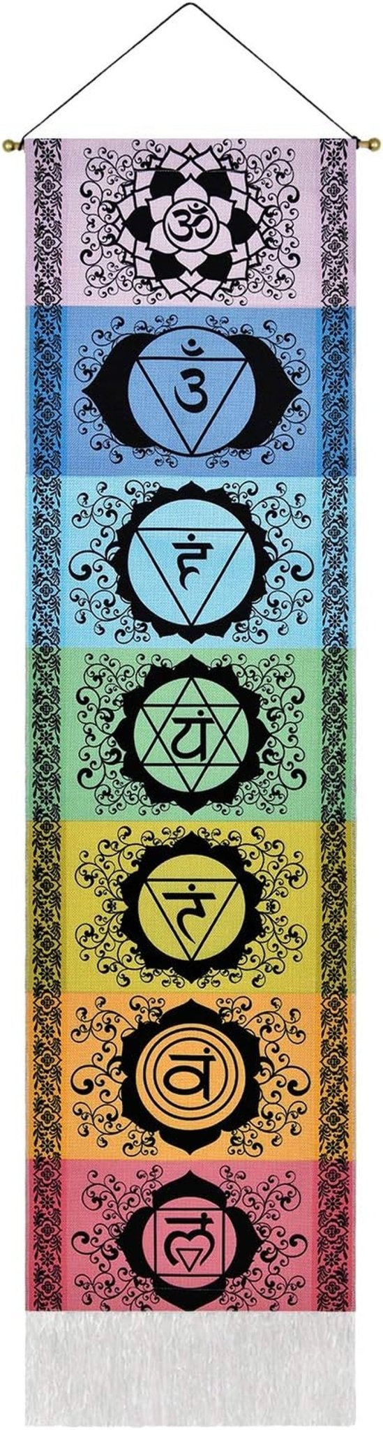 Yugarlibi wandtapijtset chakra meditatie yoga trippy wandtapijt Home - Accessoires en Decoratie Naty Shop Zwart 130L X 32,5B Cm
