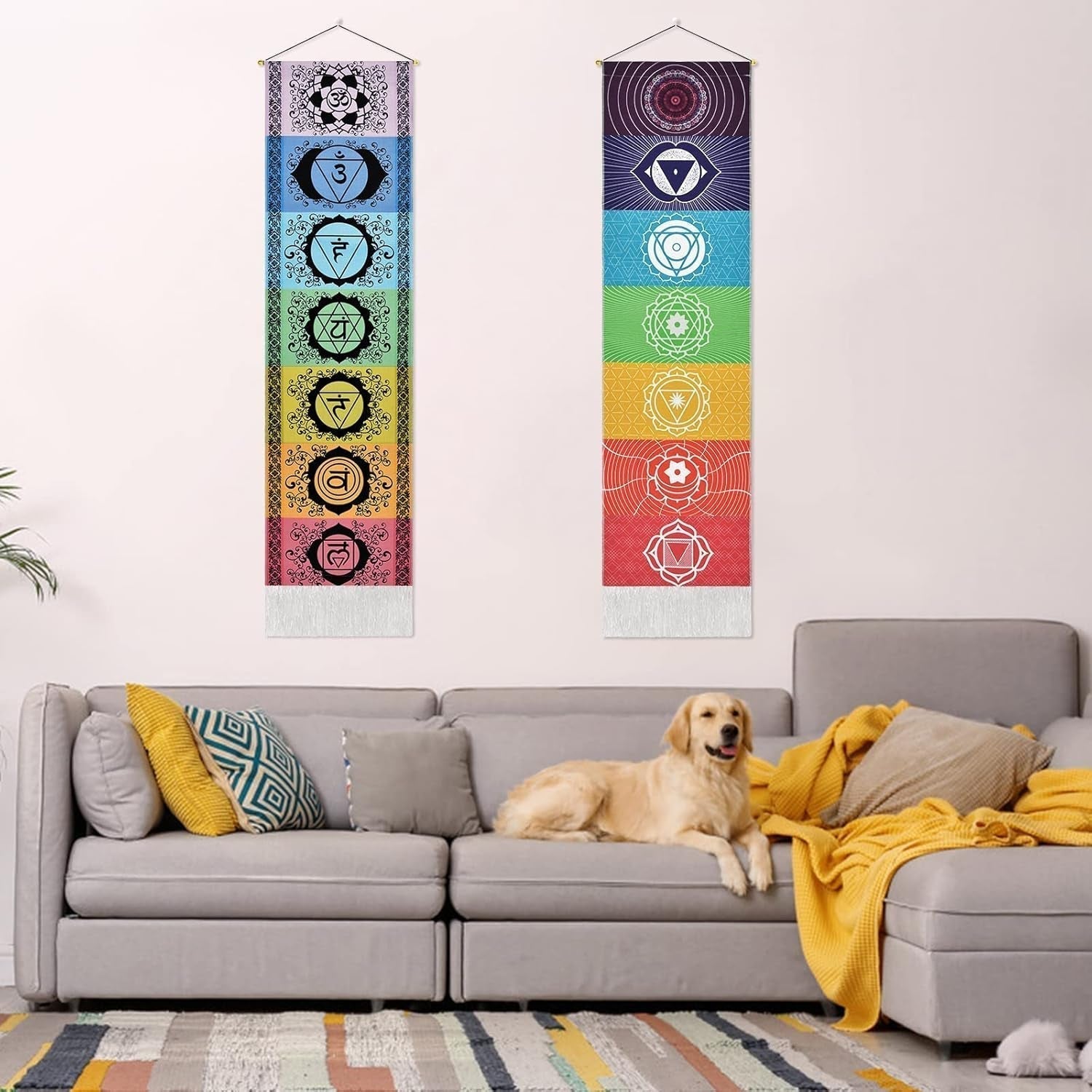Wandtapijt yugarlibi ophangset chakra meditatie yoga trippy Wonen - Accessoires en Decoratie Naty Shop