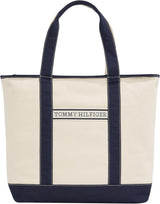 TOMMY HILFIGER Dames Th Summer Canvas Tote Aw0aw17421 Draagtas Damestassen Naty Shop Blauw (Space Blue)