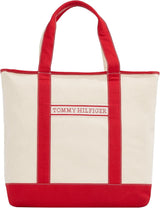 TOMMY HILFIGER Dames Th Summer Canvas Tote Aw0aw17421 Tote bag Tassen Dames Naty Shop Rood (primair rood)